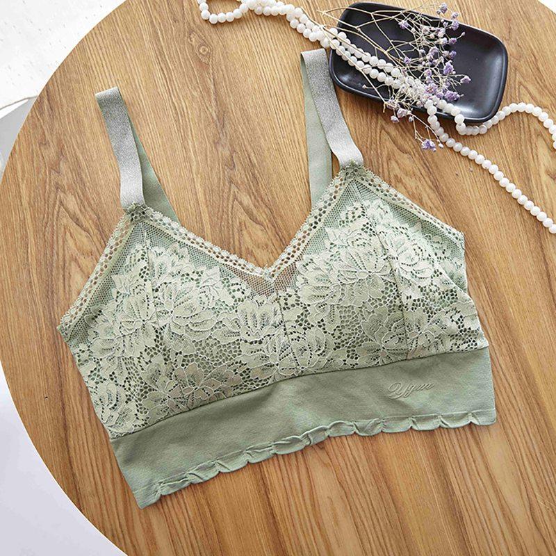 

Women Lace Lace Strap Underwear Sexy Beautiful Back Wrapped Wire Free Chest Bra Vest