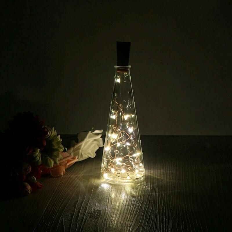 

2m 20-LED Copper Wire String Light With Cork Bottle Stopper For Glass Craft Fairy Valentines Wedding Decoration Lamp Xmas Party