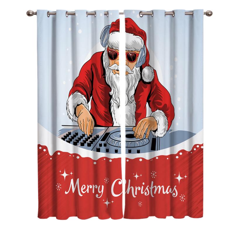 

Christmas Carnival Djs Playing Santa Claus Home Textile Window Treatments Curtains Valance Room Curtains Kids Room Home Decor, As pic