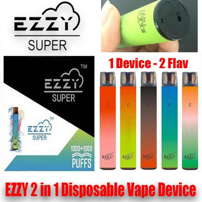 

Ezzy Super 2 in 1 Disposable Vape 2000 Puffs 950 Mah Electronic Cigarette Device 6.5ml 2 Vaping Experience With One Pen 5 Combination