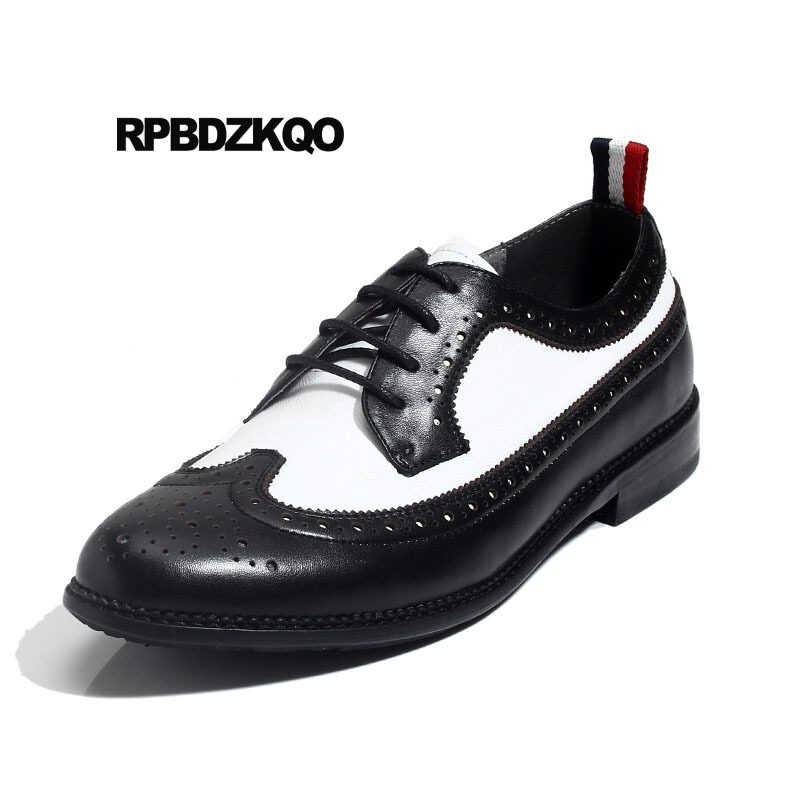mens black and white wingtip oxford shoes