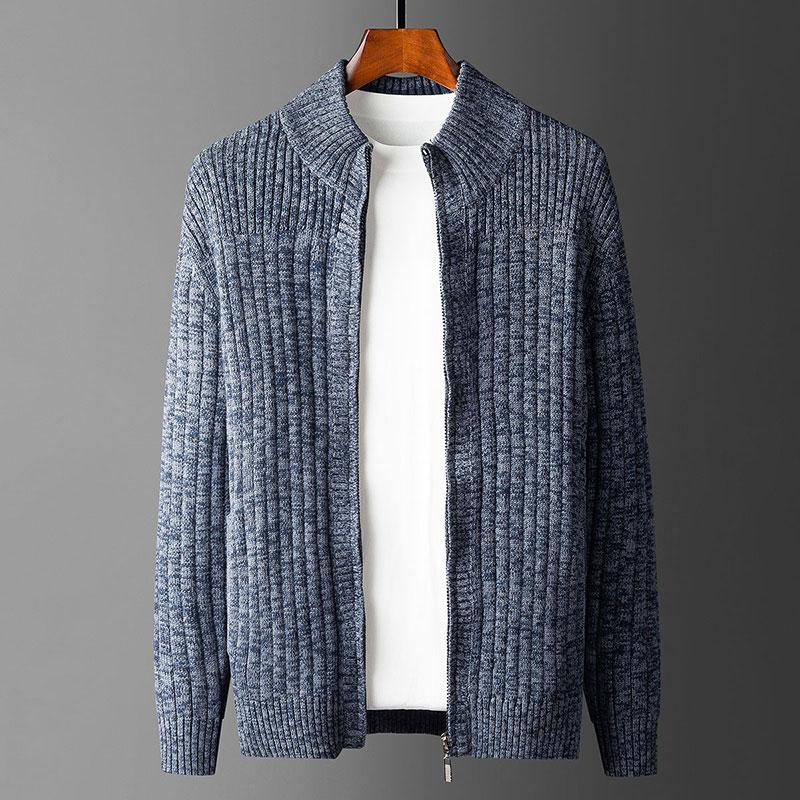 

Men's Cardigan Zip Diamond Collar Spring Fall Heavy Knitted Cardigan Casual Fashion Sweater Jacket Men's 100% Cotton 3XL, Black