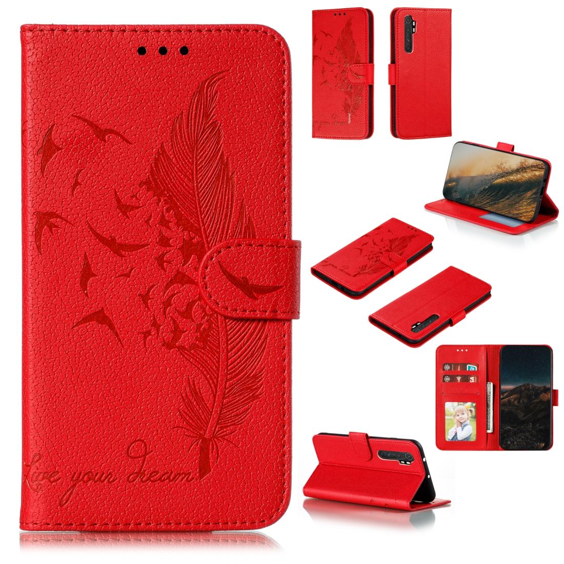 

For Xiaomi Note 10 Lite Feather Pattern Litchi Texture Horizontal Flip Leather Case with Wallet Holder Card Slots