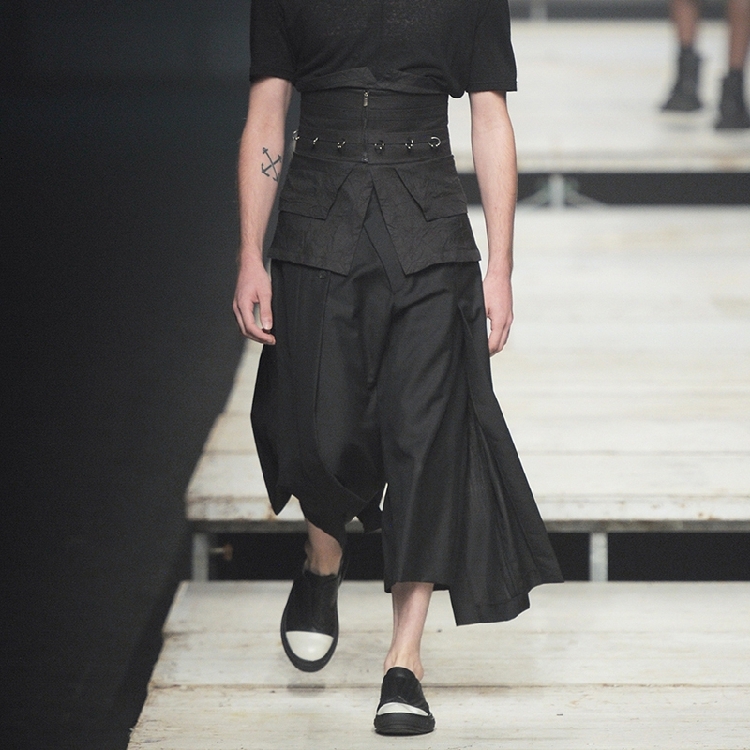 

2021 New Casual Slouchy Leg-wide Pants Runway Style Skirt Dark Deconstruction. S-6xl!! YQ15, Black