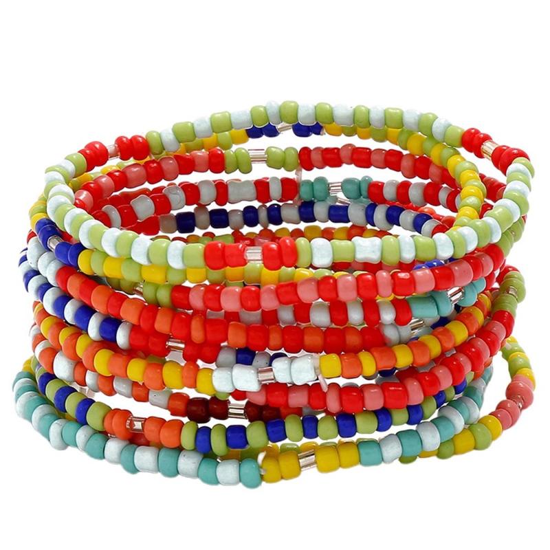 

12pcs Bead Bracelets Colorful Decorative Beautiful Beach Bead Gift Bracelets for Woman (Colorful)