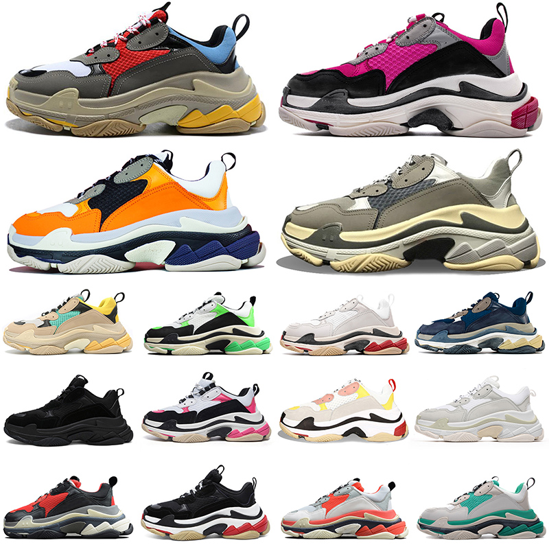 

Mens Womens Casual Shoes Colorfull Triple s Paris 17FW Crystal Red Bottoms Clear Sole Vintage Dad Shoes Platform Designers Sneakers 36-45, Black