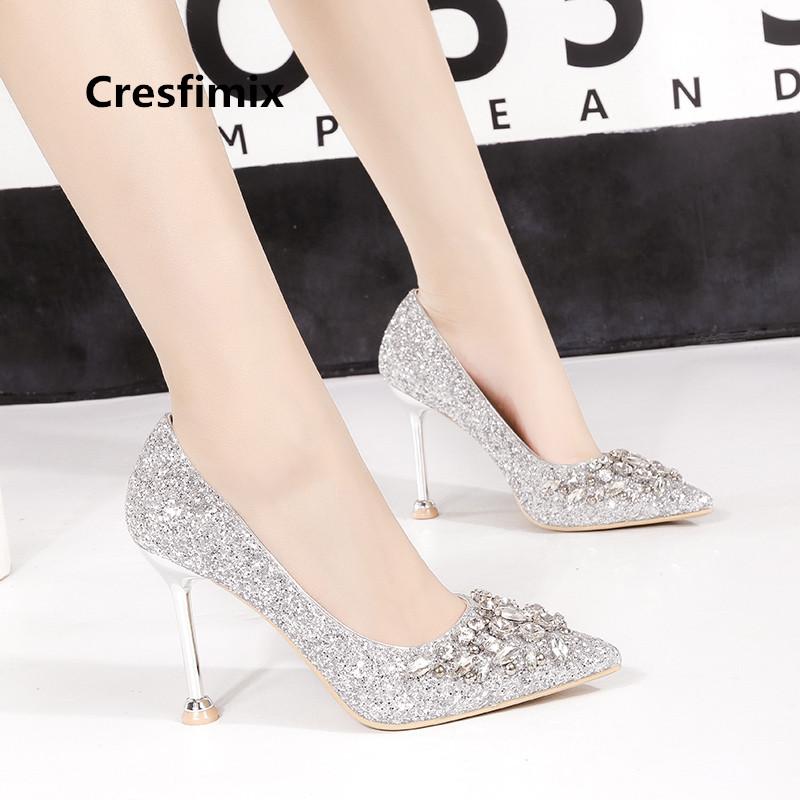 

Women Fashion Silver Bridal Wedding High Heel Shoes Lady Cute Sweet Comfortable High Heel Pumps Shoes Mujer Tacones Altos E3612