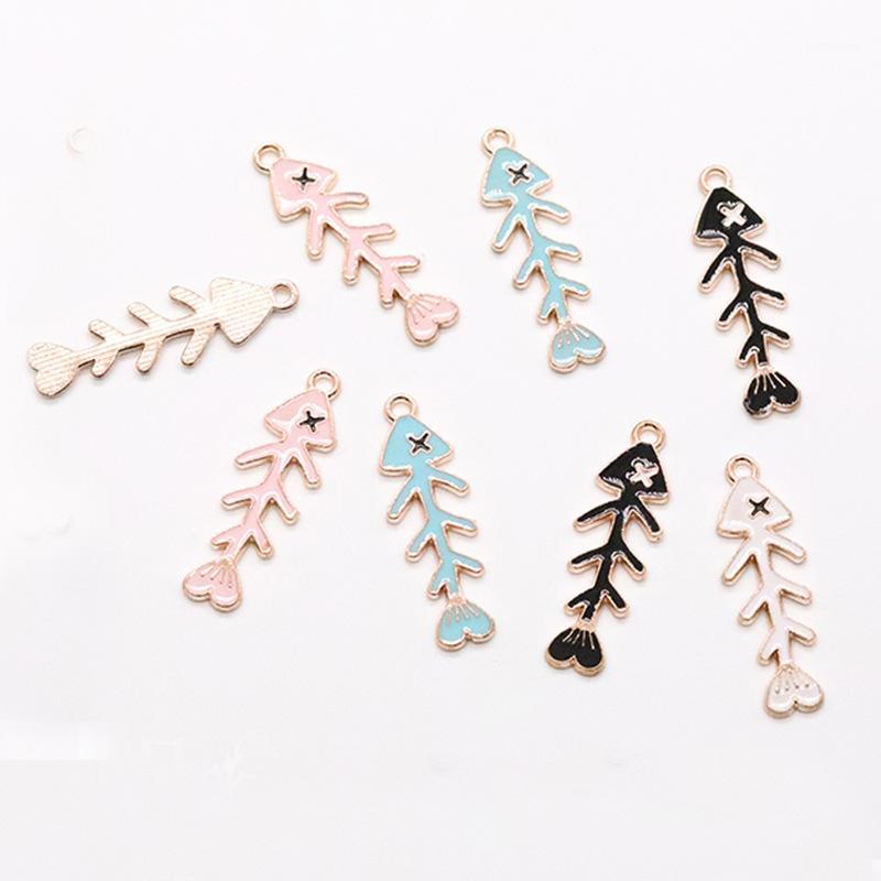 

5pcs New oil drop alloy accessories DIY hand made material package fishbone Earrings material bracelet pendant Christmas gifts1
