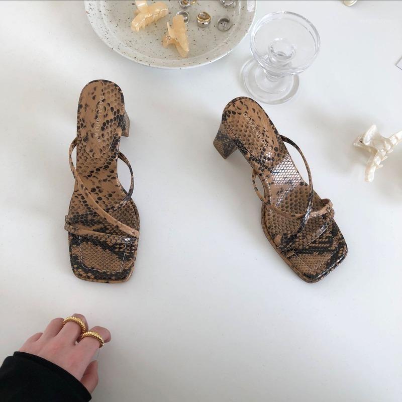 

New Summer Womens Sandals Feminine Sexy Versatile Chunky Heel Slippers Women Dress Shoes Serpentine Slides1