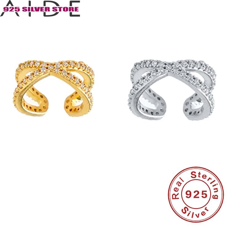 

Hoop & Huggie Aide Chic Earrings 925 Sterling Silver Broncos Cross Crystal Clip-on-earrings For Women Boucle D'oreille Femme Fine Jewelrry