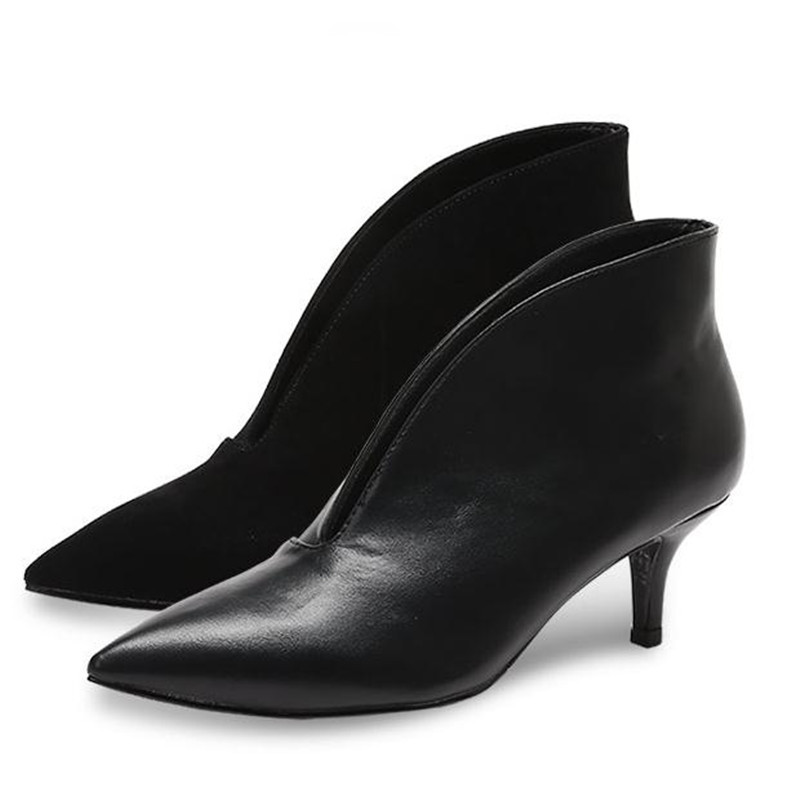 

2021 Spring New Womens v Mouth Pointed Plus Size Sexy Black Heels Slip on Shoes for Women Shoe Pumps C684, Black 1