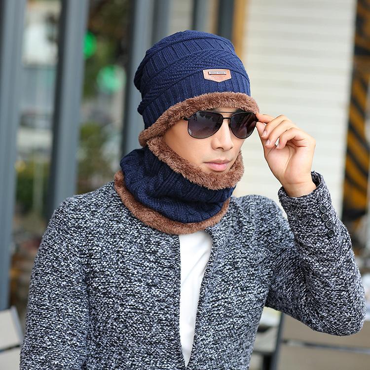 

Beanies Hat Korean Fashion Wool Hats Cloth Thickened Warm Cover Outdoor Men's Neck Integrated Knitting