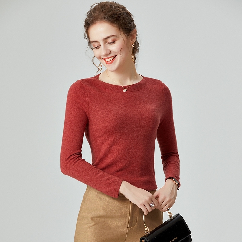 

SuyaDream woman Wool sweaters 100%Wool Slash neck Pullovers Long Sleeve Solid Slim Rib knits Sweaters Fall Winter Knit Top 201203, Beige