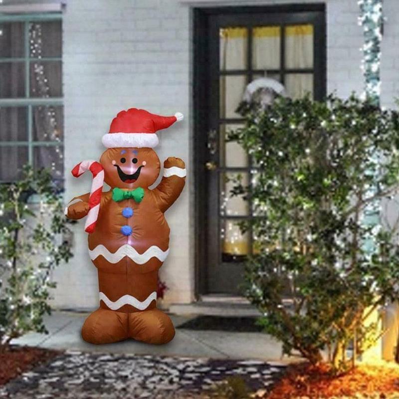 

Cute Gift Package Inflatables Gingerbread Man Gingerbread Man Christmas Toy Drop Ornaments New Year Inflatable 1.5M US Plug