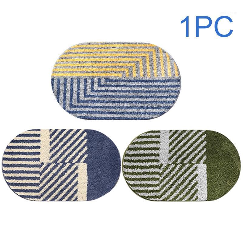 

Room Floor Water Absorbent Ultra Soft Machine Washable Bath Mat Oval Striped Toilet Shower Non Slip Bedroom Home Decor Area Rug1