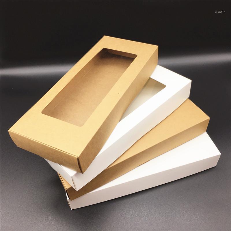 

20pcs 29x12x4cm Paper Rectangular Gift Packaging Box PVC Windowed Biscuits Biscuits Packaging Universal Carton Kraft Paper Boxes1