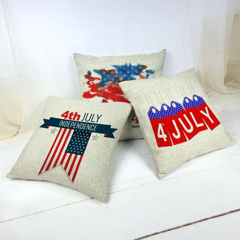 

Cojines Decorativos Para Sofá European American Style Holiday Gift Throw Pillowcase Letter Flag Home Decoration Cushion Cover