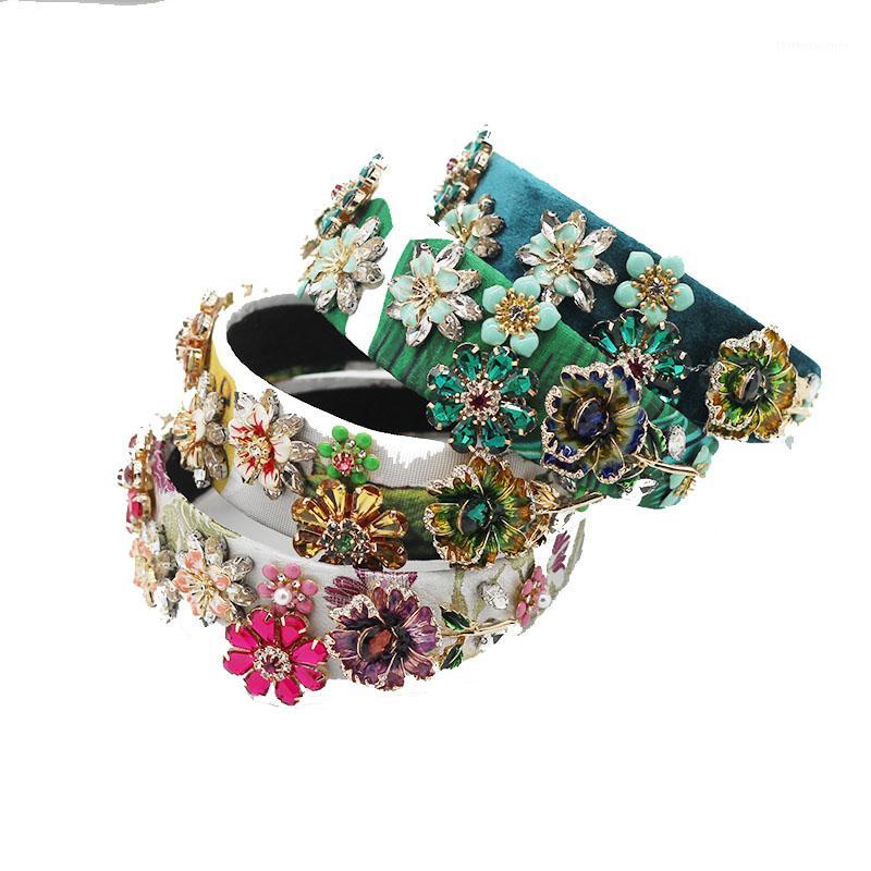 

Hair Clips & Barrettes Baroque Fashion Luxury Rhinestone Metal Flower Multicolor With HairLadies Wild Fashionable Band 5261