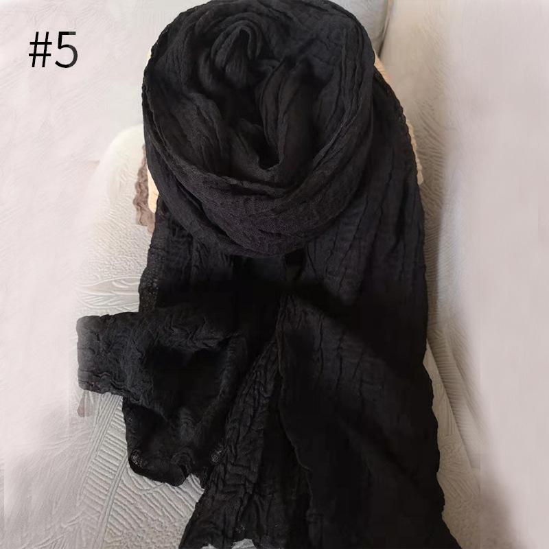 

Scarves Bubble Cotton Viscose Long Shawl Crinkle Plain Wrinkle Wrap Scarf Women Crinkled Hijab Muslim Head 10pcs/lot
