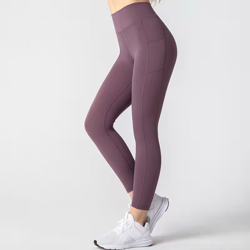 

Smooth Pocket Yoga suit European and American high waist tight running fitness pants 002, Please mark the color