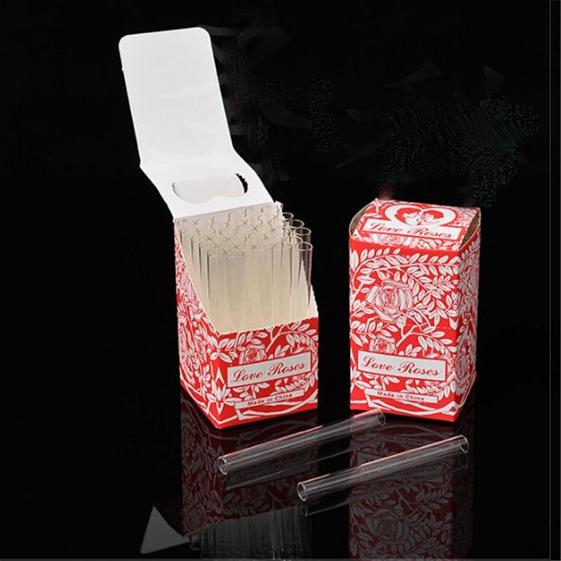 

Glass Love Rose Glass Tube With Plastic Flower Inside 36pcs in one box glass smoke pipe tobacco pipe smoking accessory