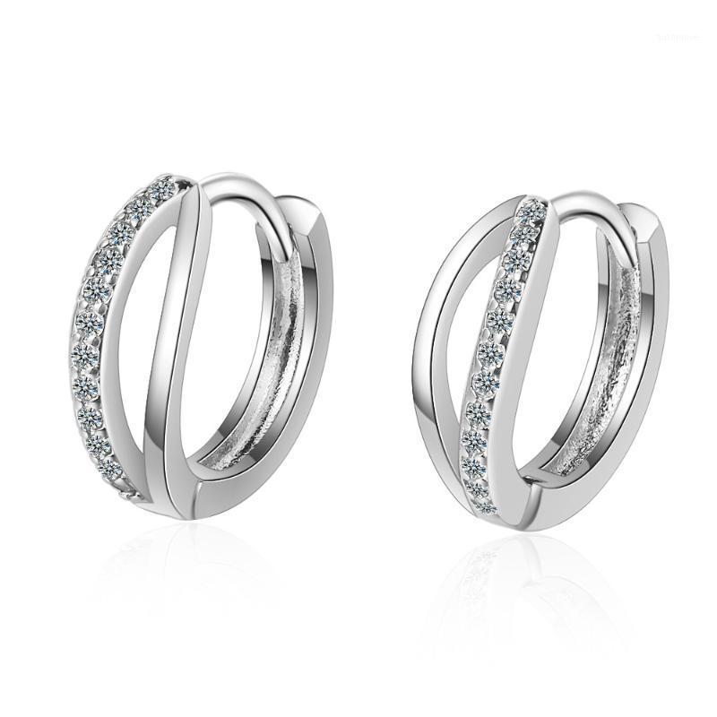 

Wave Bling Cubic Zirconia 925 Sterling Silver Hoop Earrings For Women New Simple Small Round Korean Glitter Jewelry Gifts1