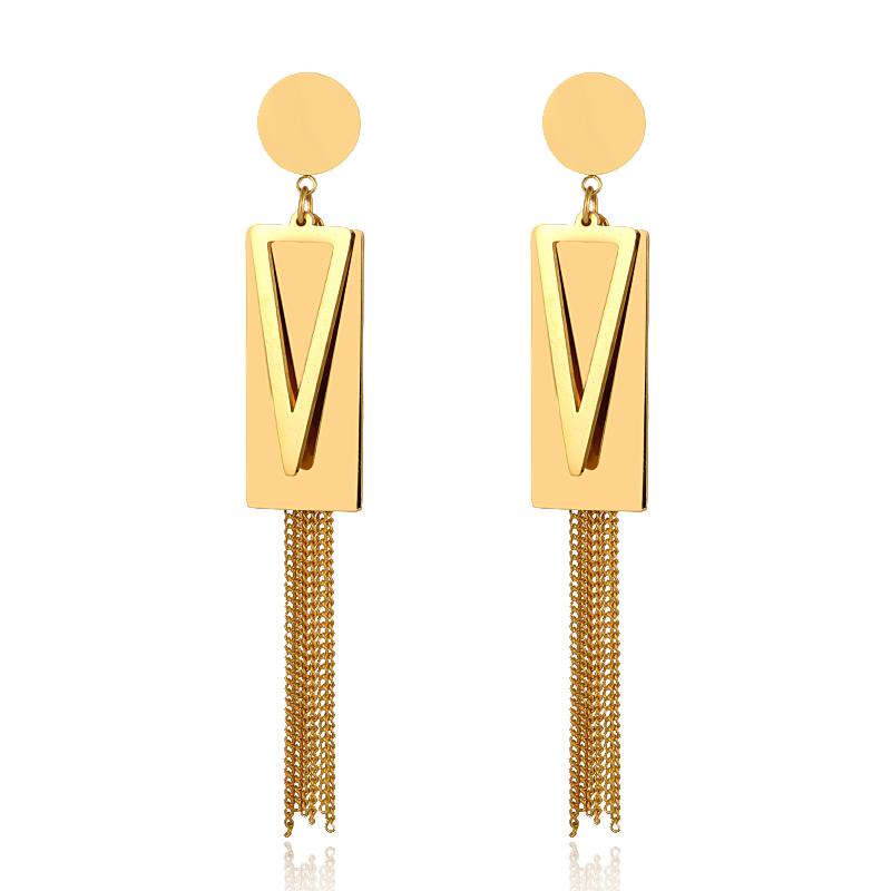 

FYSARA Geometric Charm Link Earrings For Women Stainless Jewelry Long Drop Earrings Gold Unique Desgin Lover Gift