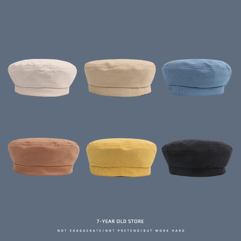 

New Summer Breathable Beret Female British Style Fashionable Hats Simple Octagonal Hat Chapeu Feminino Boina Feminina Women Caps, Flat beret black