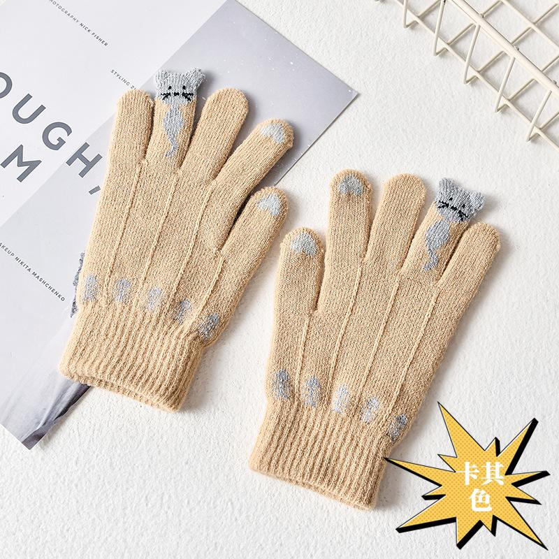 

Winter Touch Screen Gloves Cut Knit Wool Gloves Mittens Thicken Warm Stretch Winter Woman