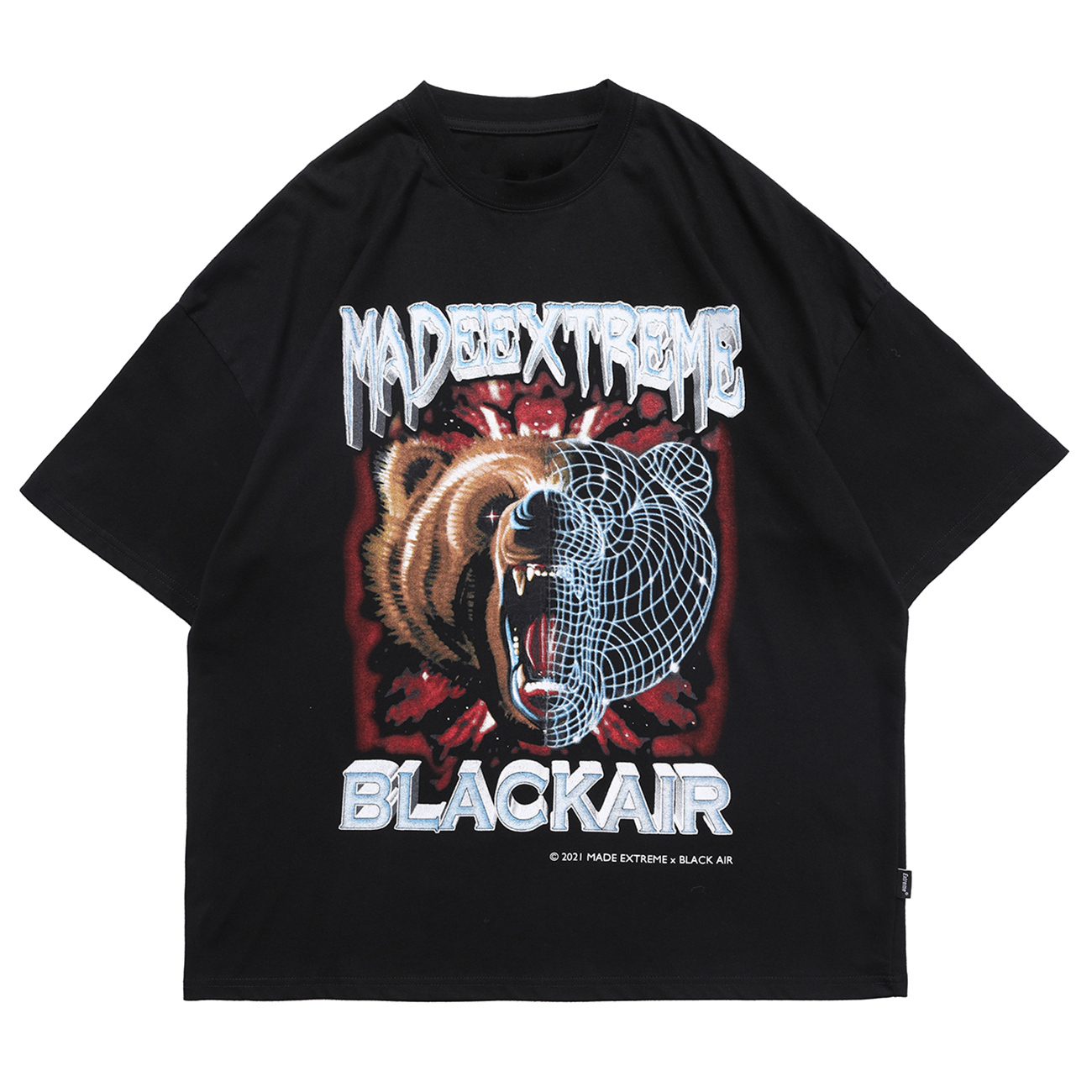 

New Hip Hop T-shirt Men 2021 Streetwear Ferocious Bear Print Harajuku Tshirts Summer Loose Short Sleeve Shirt Cotton Tops Tees Black Zqbp, White