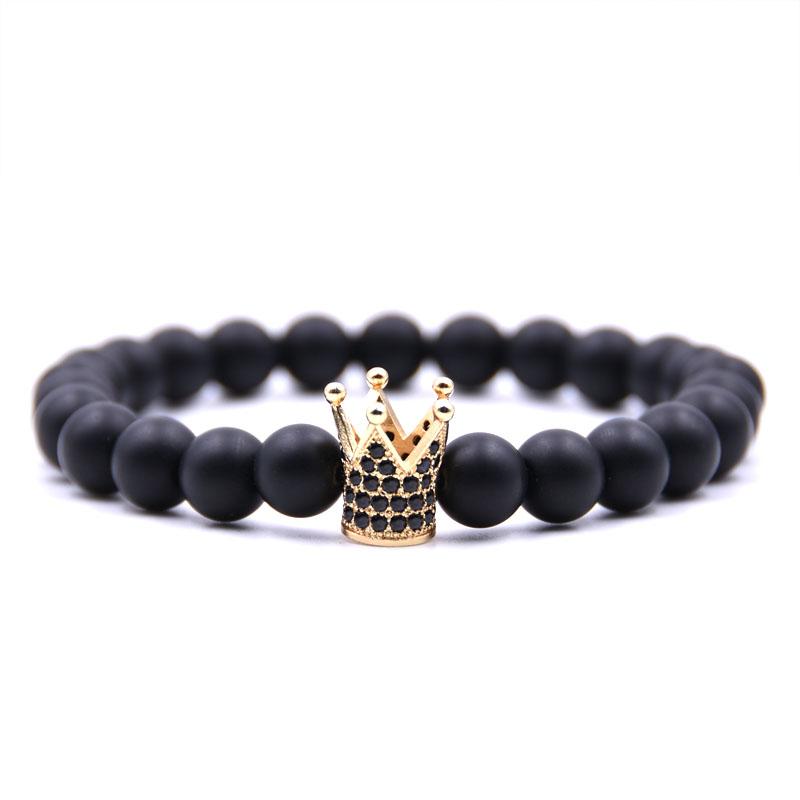 

Charm Bracelets HYHONEY Couple Jewelry Micro Pave CZ Imperial Crown Stone Beads Bracelet Men Pulsera
