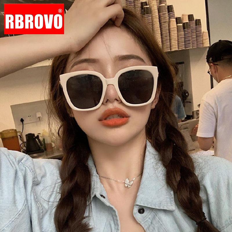 

RBROVO Retro Square Sunglasses Women 2021 Oversized Eyeglasses Women/Men High Quality Glasses Women Mirror Lentes De Sol Mujer