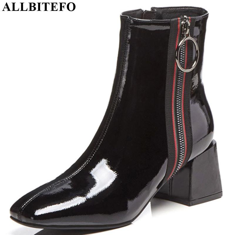 

ALLBITEFO real genuine leather women boots High quality Autumn Winter ankle boots comfortable breathable fashion, Plush inside