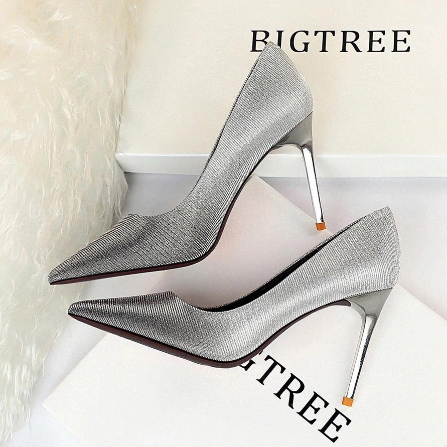 

BIGTREE Heels Women Shoes Sexy Pumps Women Brand Shoes 2020 Banquet High Heels Basic Pump Large Size #FY5J, Black