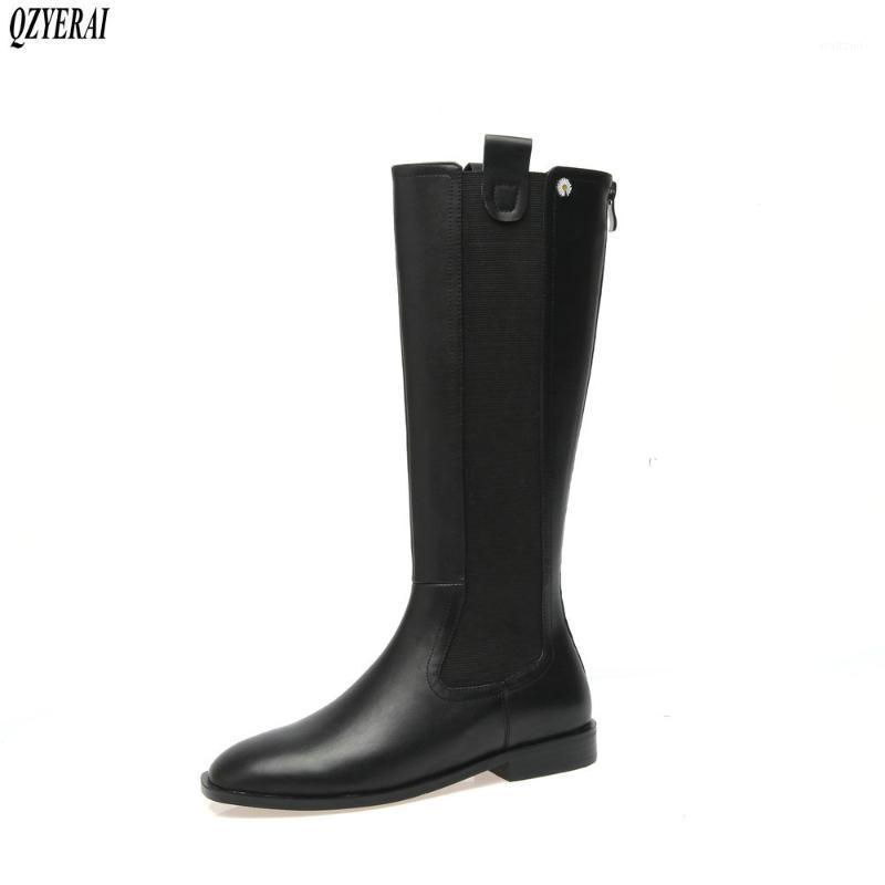 

New winter Genuine leather knee boots Women boots The knight motorcycle Female Women shoes cowhide Size 34-431, Clear