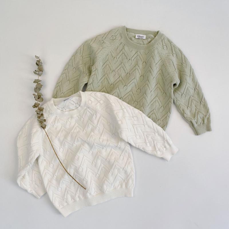 

2021 new style girls boys knitted sweater hollow cotton Spring fashion babys pullover sweaters 0-4 years, Beige