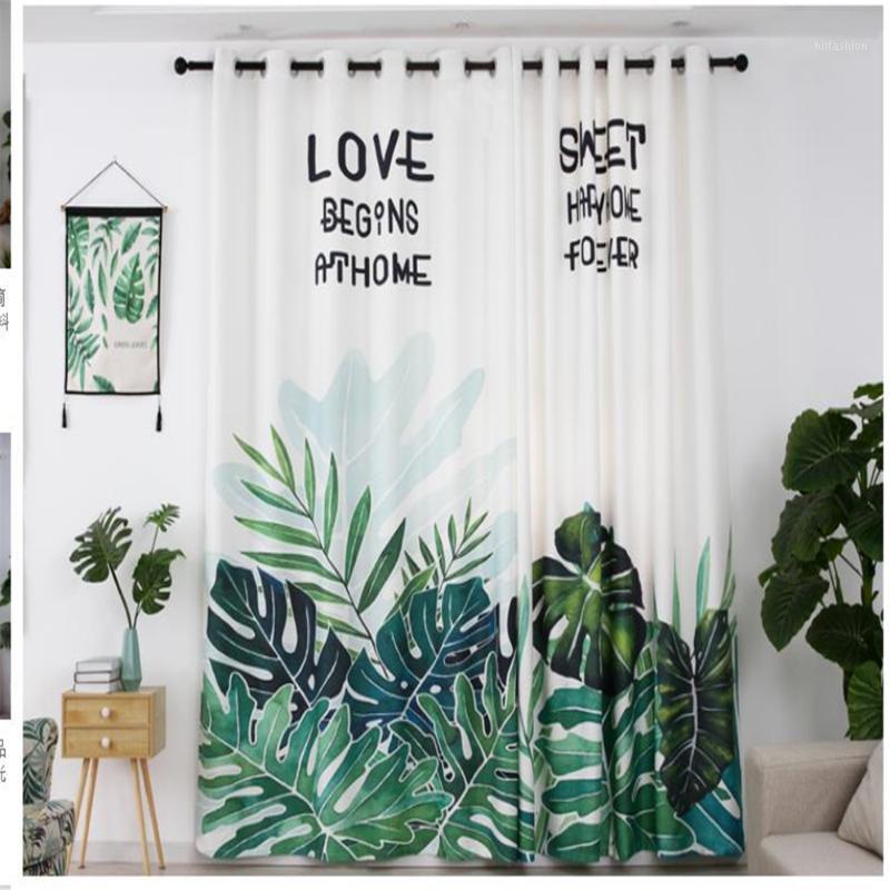 

Customized finished curtain green plants curtains small fresh blackout curtains 3d soundproof windproof1, As pic
