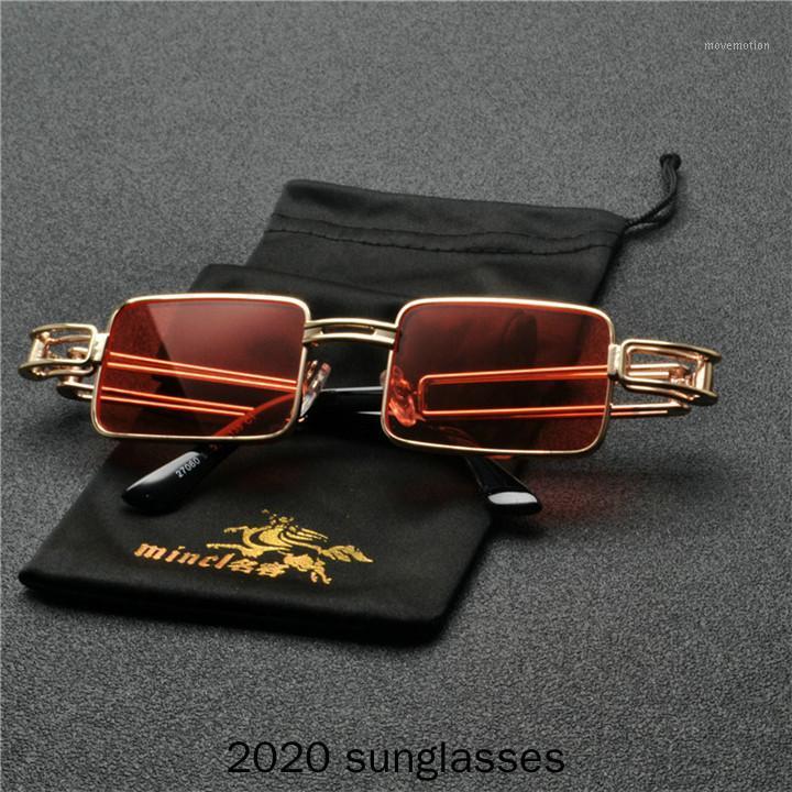 

2020 new Small Rectangle Sunglasses Men Women Retro Frame Vintage Male Female clear lens Sun Glasses Hip Hop Punk Gray Lens FML1