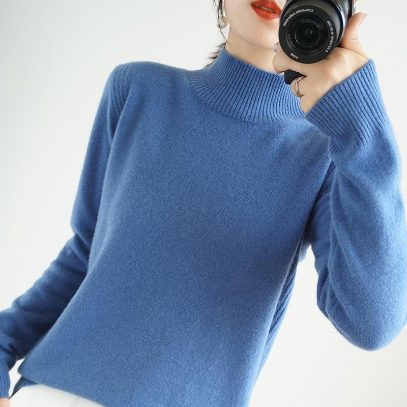 

High-End Autumn Winter 100% Cashmere Sweater Turtleneck Women's Female Loose Large Size Knitted Girl Clothes Tops 7 Colors Jumpe, Zise