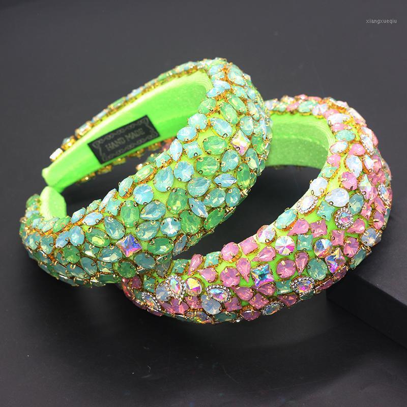 

Hair Clips & Barrettes Beautiful And Exaggerated Rhinestone Headband 2022 Fashion Jewelry Green Geometric Shiny Light Crystal 548, Golden;silver