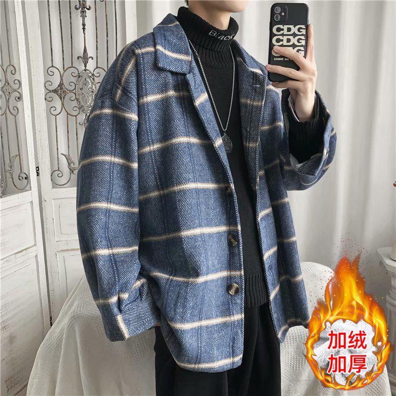 

2020 autumn winter new men Woolen coat mid-length windbreaker Korean style trendy handsome men's Hot Sale Free shipping, Blue