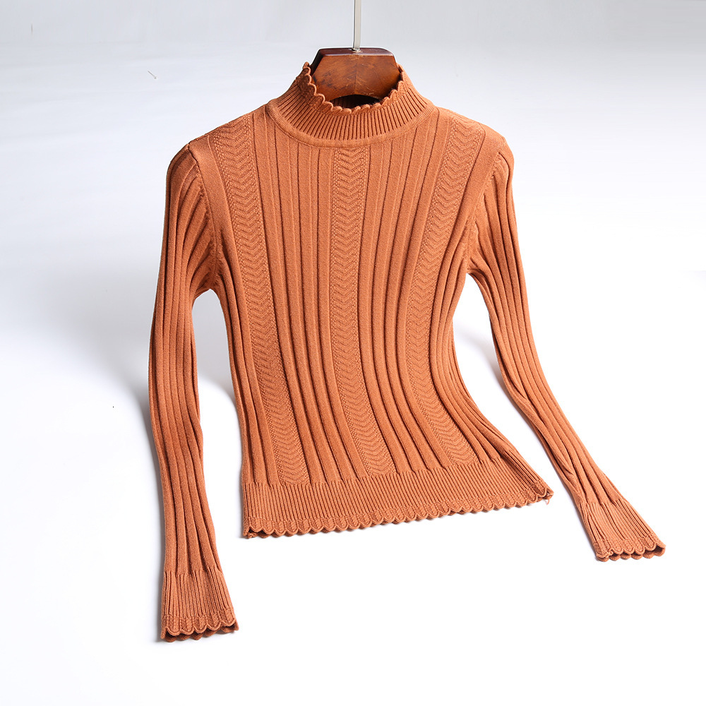 

2021 New Autumn Winter Women Thick Warm Knitted Jumper Top Fashion Rib Slim Female Pullover Sweater Ewkx, White