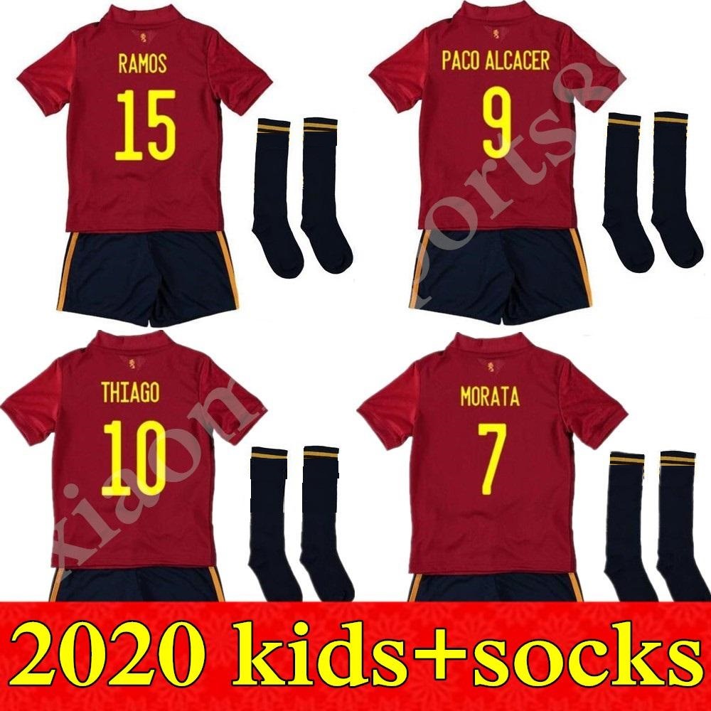 

2020 Europen cup Spain kids kit soccer Jersey youth RAMOS ISCO PIQUE SERGIO M. ASENSIO MORATA Spain home away shirt Football uniforms, Home+socks