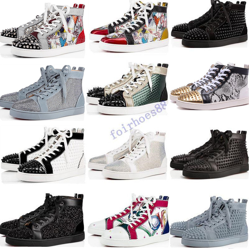 

2020 new Red Bottoms shoes Men Women Studded Spikes platform sneakers vintage Genuine Leather casual rivet Sneaker 36-47, Shoelace