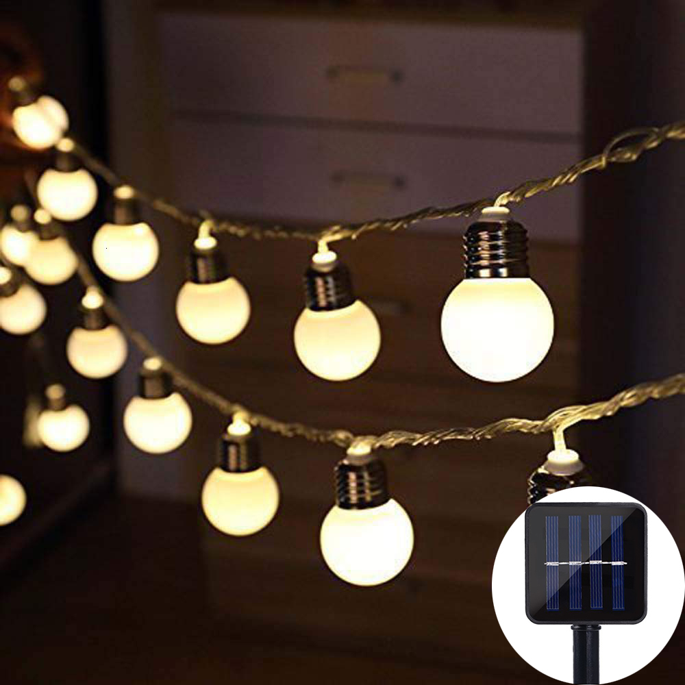 

2021 New Solar Globe Lights G50 10/20/30 Led Outdoor Waterproof Garden Christmas Ball String Fairy Light for Home Party Wedding Ezkg