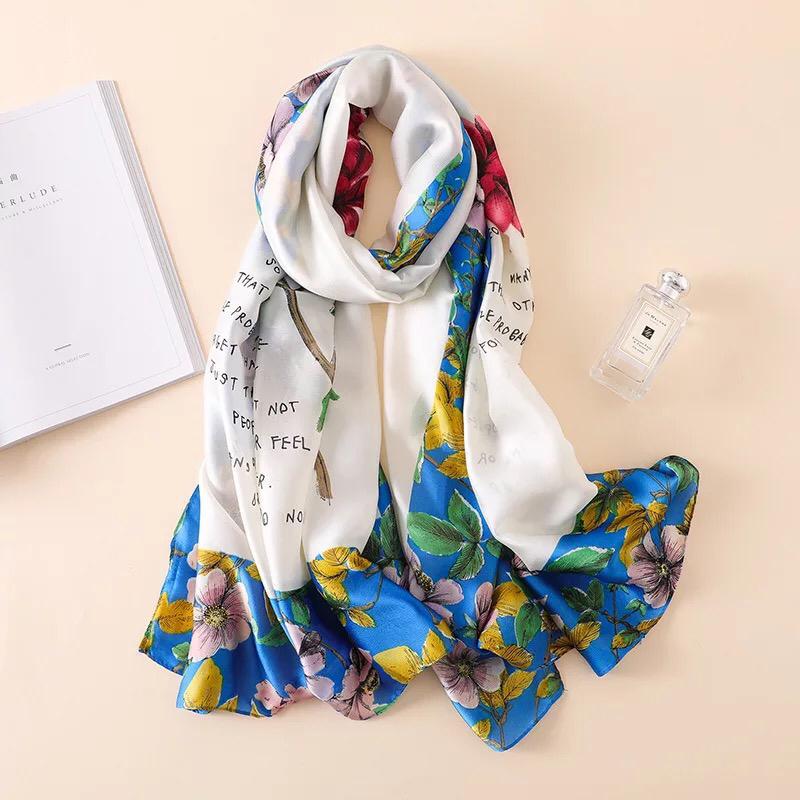 

Scarves Yulaili 2021 High Quality Spring Summer Women Scarf Fashion Soft Silk Female Shawls Foulard Beach Cover-ups Wraps