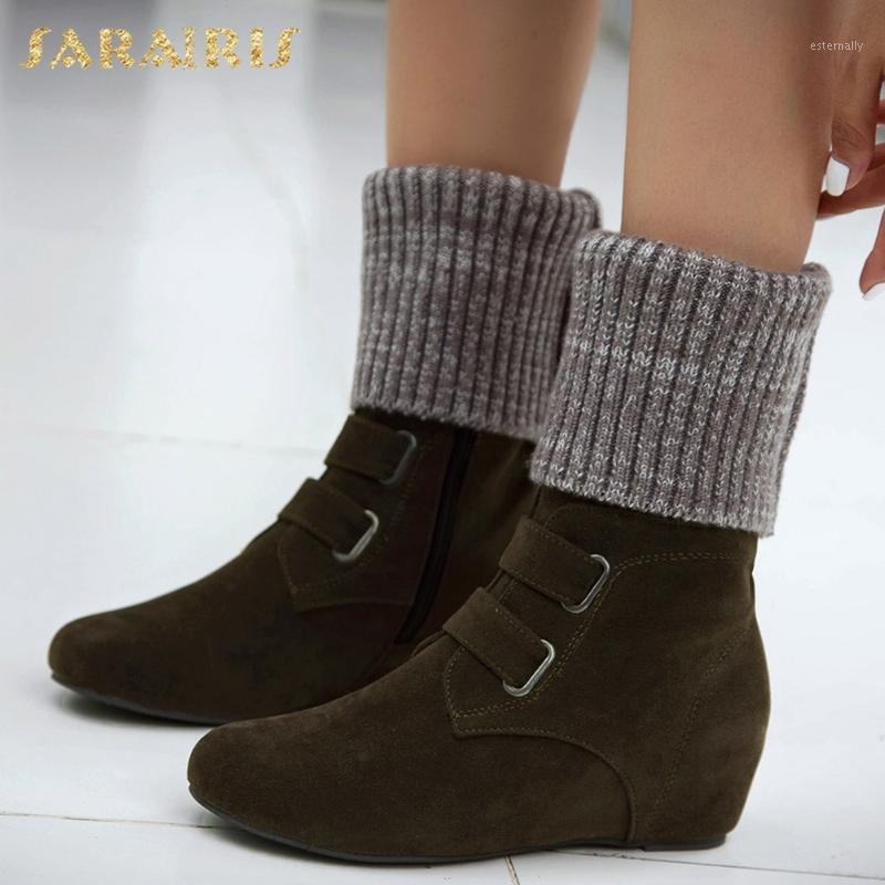 

Dropship 2020 Big Size 43 Inside Heels Top Quality Knitting Sock Boot Winter Shoes Ankle Boots Women1, Green