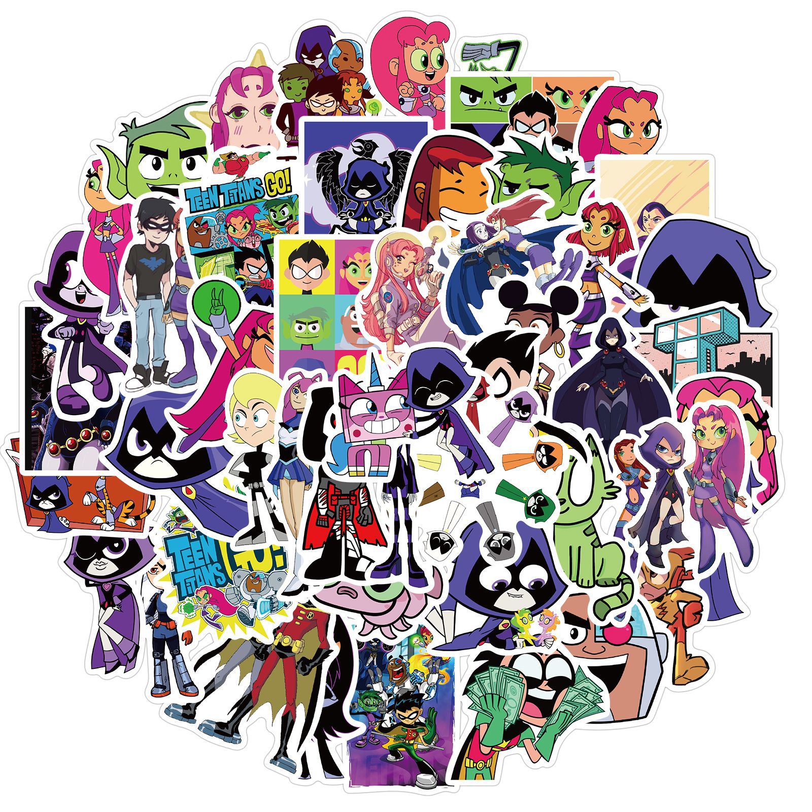 

50 PCS Mixed Car Stickers Teen Titans Go Movie For Skateboard Laptop Helmet Pad Bicycle Bike Motorcycle PS4 Notebook Guitar PVC Fridge Decal, Multi colors