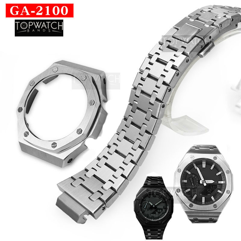 

Set GA2100 Second Generation GA2110 Watch Set Metal Watchband Bezel 316L Stainless Steel GA-2100 GA-2110 2rd Watch Strap Band LJ201124