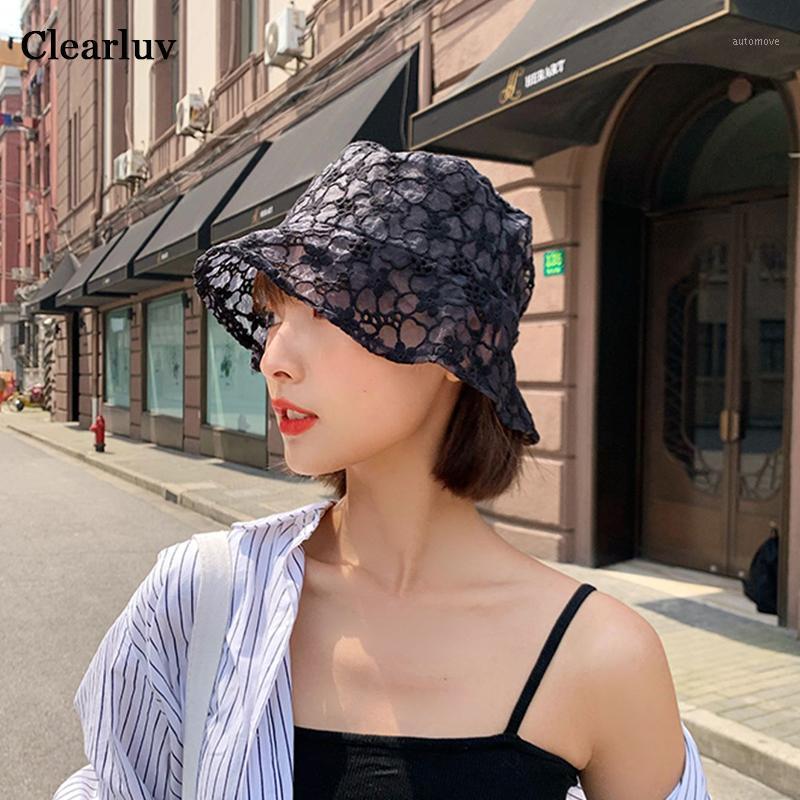 

Hat Female New Lace Fisherman Cap Korean Version of Wild Tide Summer Thin Flower Hollow Sunscreen Sunshade Sun Hats1, White